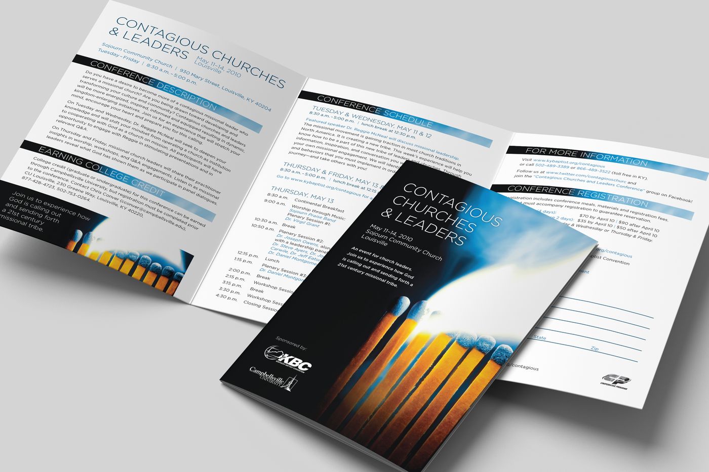 Contagious Churches & Leaders conference brochure mailer, open and folded